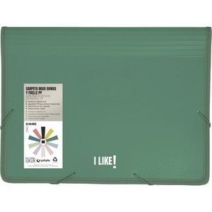 CARPETA MAXI PP GOMAS FUELLE LIKE3 VERDE OSCURO