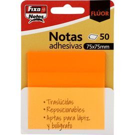 PACK 50 NOTAS ADHESIVAS TRASLUCIDAS 75X75MM NARANJ