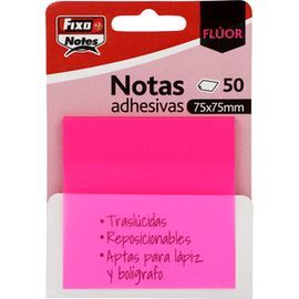 PACK 50 NOTAS ADHESIVAS TRASLUCIDAS 75X75MM FUCSIA