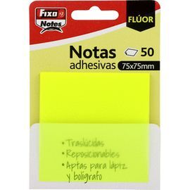 PACK 50 NOTAS ADHESIVAS TRASLUCIDAS 75X75MM AMARIL