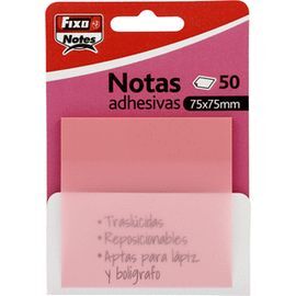PACK 50 NOTAS ADHESIVAS TRASLUCIDAS 75X75MM ROSA P