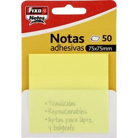 PACK 50 NOTAS ADHESIVAS TRASLUCIDAS 75X75MM AMARIL