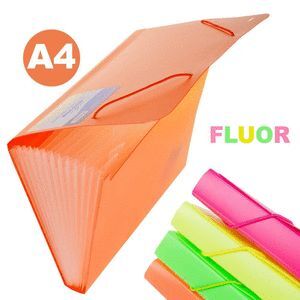 ARCHIVADOR FUELLE PP A4 FLUOR 13 SEPARADORES C/GOM