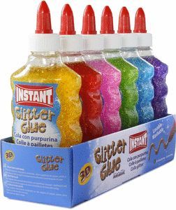 COLA INSTANT GLITTER GLUE 180 ML 6 COLORES
