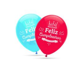 GLOBO 30CM BOLSA 10 UNID FELIZ CUMPLEAÑOS