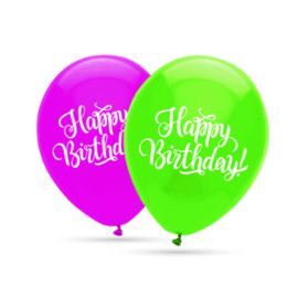 GLOBOS 30 CM Ø BOLSA-SOLAPA 10 UNIDADES HAPPY BIRT
