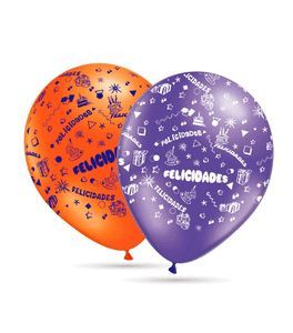 GLOBO 30CM 10 UNIDADES DIBUJO FELICIDADES