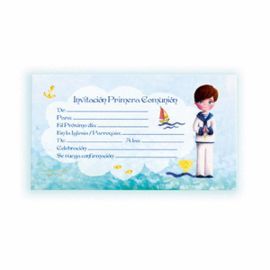 INVITACION BLISTER 10 CON SOBRE COMUNION NIÑO MARI
