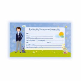 INVITACION BLISTER 10 CON SOBRE COMUNION NIÑO PERR