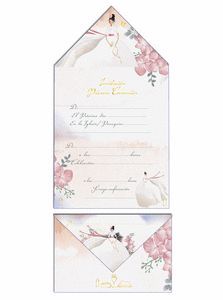 INVITACION BLISTER 10 SOBRE COMUNION NIÑA LAZOS