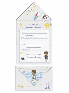 INVITACION BLISTER 10 SOBRE COMUNION NIÑO MAR