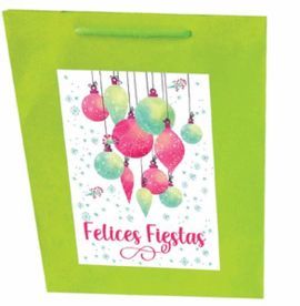 BOLSA MEDIANA NAVIDAD VERDE BOLAS