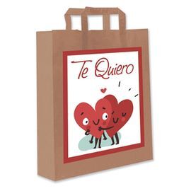 PAQ. 12 BOLSAS PAPEL KRAFT 37X32X12CM CORAZONES TE