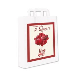 PAQUETE 12 BOLSAS PAPEL 34X25X9CM BLANCA GLOBOS TE