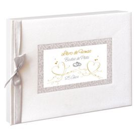 LIBRO DE FIRMAS BODAS PLATA CORAZONES
