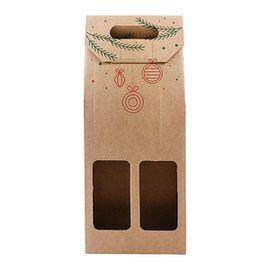 BOTELLERO DOBLE CARTON NAVIDAD MARRON