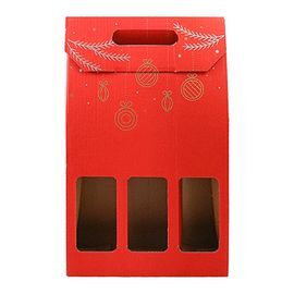 BOTELLERO TRIPLE CARTON NAVIDAD ROJO