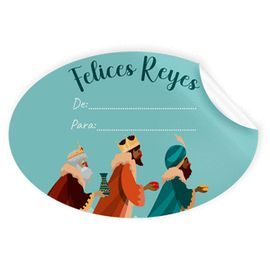 ROLLO 250 ETIQUETAS OVALADAS NAVIDAD REYES MAGOS