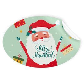 ROLLO 250 ETIQUETAS OVALADAS NAVIDAD PAPA NOEL