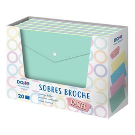 EXPOSITOR 20 SOBRES BROCHE FOLIO COLORES PASTEL
