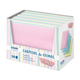 EXPOSITOR 20 CARPETAS GOMAS A4 COLORES PASTEL SURT
