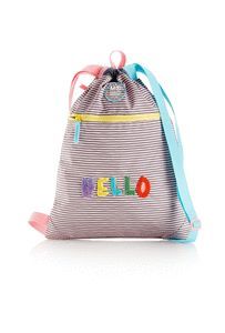 BOLSA SACO DE CUERDAS CON CREMALLERA HELLO MR GRIS