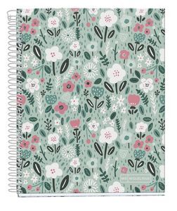 CUADERNO ANILLAS A5 140 CUADROS MINT FLOWERS