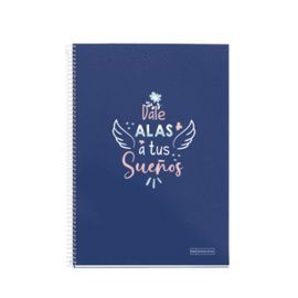 CUADERNO T/D FOLIO CUADRO 4MM 80H FRASE MR AZUL