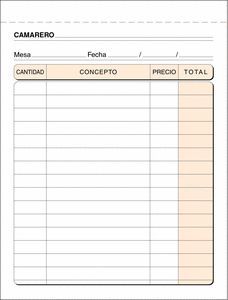 TALONARIO CAMARERO 8º T-88 DUPLICADO AUTOCOPIANTE