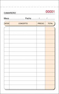 TALONARIO CAMARERO DUPLICADO AUTOCOPIANTE T-140 N