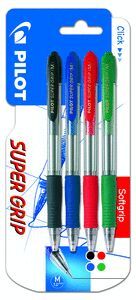 BOLIGRAFO PILOT SUPER GRIP 1 AZUL, 1 NEGRO,1 ROJO