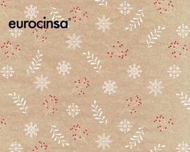 PAPEL REGALO BOBINA 62CM KRAFT FLORES NAVIDAD