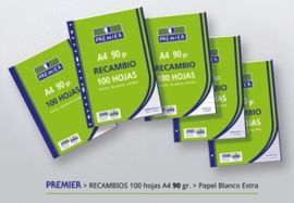 RECAMBIO PREMIER CUADRO 4X4 A4 100H PAPEL 90GR MUL