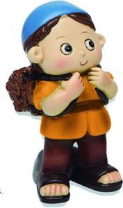 FIGURA PASTOR CON LEÑA RESINA REDONDITO 9,5CMS. CA