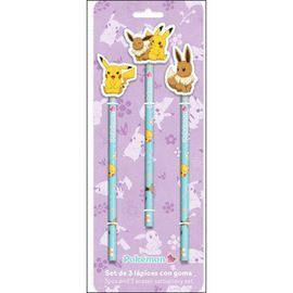 SET DE 3 LAPICES CON GOMA DECORADA COLECCION FLOWE
