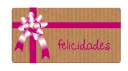 ROLLO 300 ETIQUETAS 59X30 KRAFT FELICIDADES LAZO