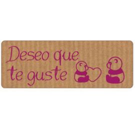 ROLLO 300 ETIQUETAS KRAFT DESEO QUE TE GUSTE PANDA
