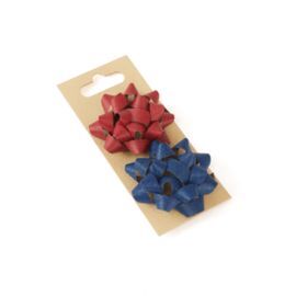 SET 2 LAZOS PAPEL KRAFT 100  RECICLADO AZUL Y ROJO