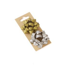 SET 2 LAZOS PAPEL KRAFT 100  RECICLADO ORO Y PLATA