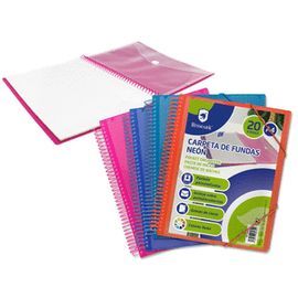 CARPETA PP ESPIRAL 20 FUNDAS NEON SURT