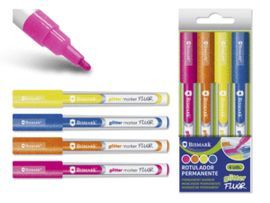 ROTULADOR FLUORESCENTE PERMANENTE TINTA GLITTER 4