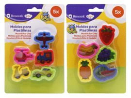 MOLDES PLASTILINA FRUTAS Y TRANSPORTE 5U