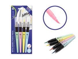 SET 4 ROTULADORES PUNTA PINCEL COLORES PASTEL