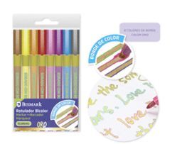 SET 8 ROTULADORES BICOLOR ORO+NEON PASTEL