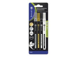 SET 4U ROTULADOR PERMANENTE ORO/PLATA/NEGRO/BLANCO