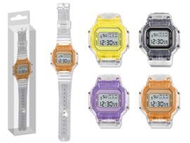 RELOJ DIGITAL TRANSPARENTE MARCO COLORES