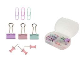 SET DE ESCRITORIO CLIPS PINZAS PINCHOS PASTEL