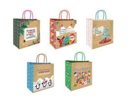 BOLSA KRAFT NAVIDAD MENSAJES 26X8X24CM