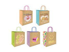 BOLSA KRAFT MENSAJES 26X8X24CM SURTIDOS