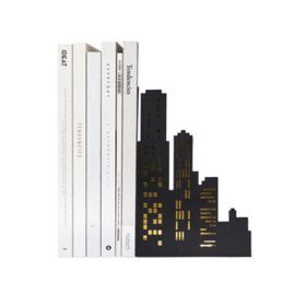 SUJETALIBROS METAL NEGRO CITY LIGHTS CON LUZ,2XAA